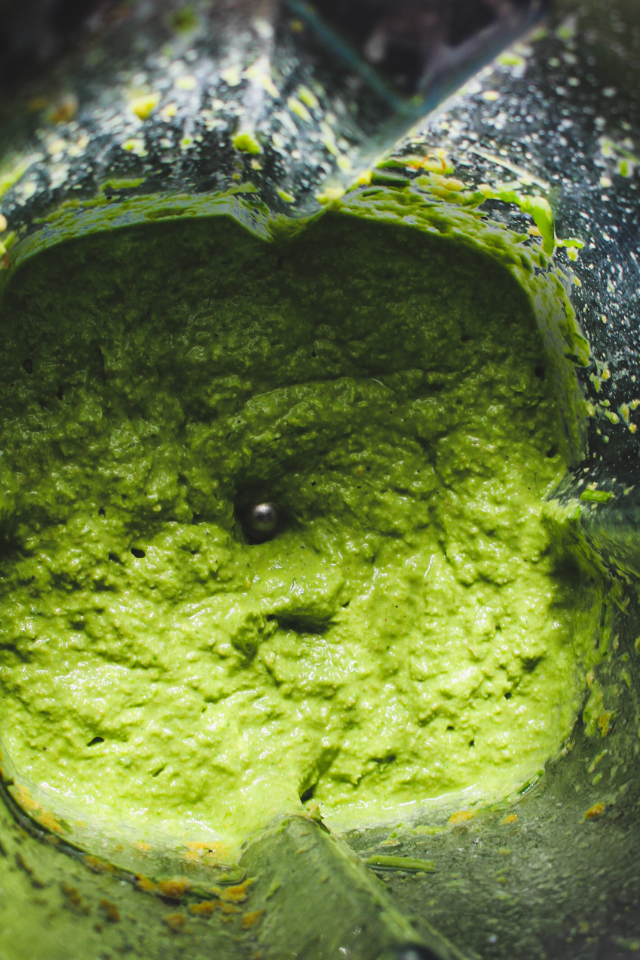 Chive pesto in food processor