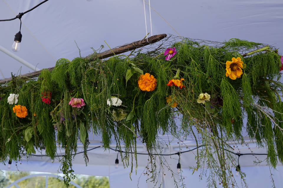 DIY floral arbor arrangement