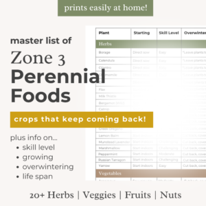 Master List of Zone 3 Perennial Foods — Herbs, Veggies, Fruit & Nuts